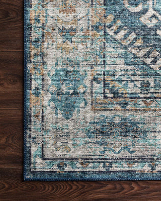 Loloi II Skye SKY-03 Denim/Natural Area Rug Corner On Wood