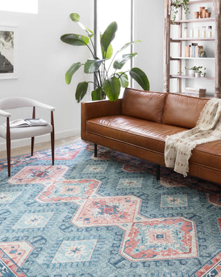 Loloi II Skye SKY-03 Turquoise/Terracotta Area Rug Room Scene Featured