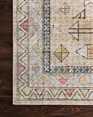 Loloi II Skye SKY-04 Gold/Blush Area Rug Corner On Wood