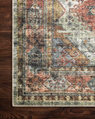 Loloi II Skye SKY-06 Apricot/Mist Area Rug Corner On Wood