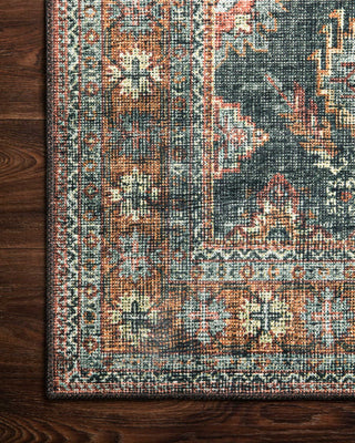 Loloi II Skye SKY-10 Sea/Rust Area Rug Corner On Wood