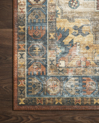 Loloi II Skye SKY-11 Rust/Blue Area Rug Corner On Wood