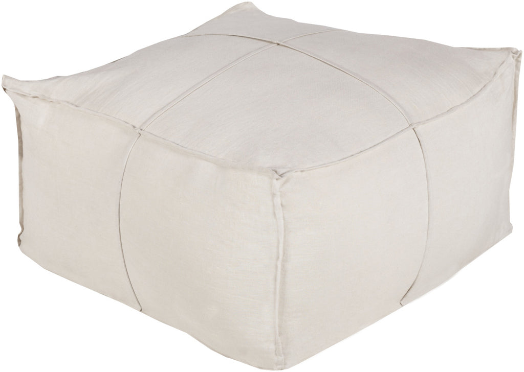 Surya Solid Linen SLPH-001 Neutral Pouf 24 X 24 X 13 Cube