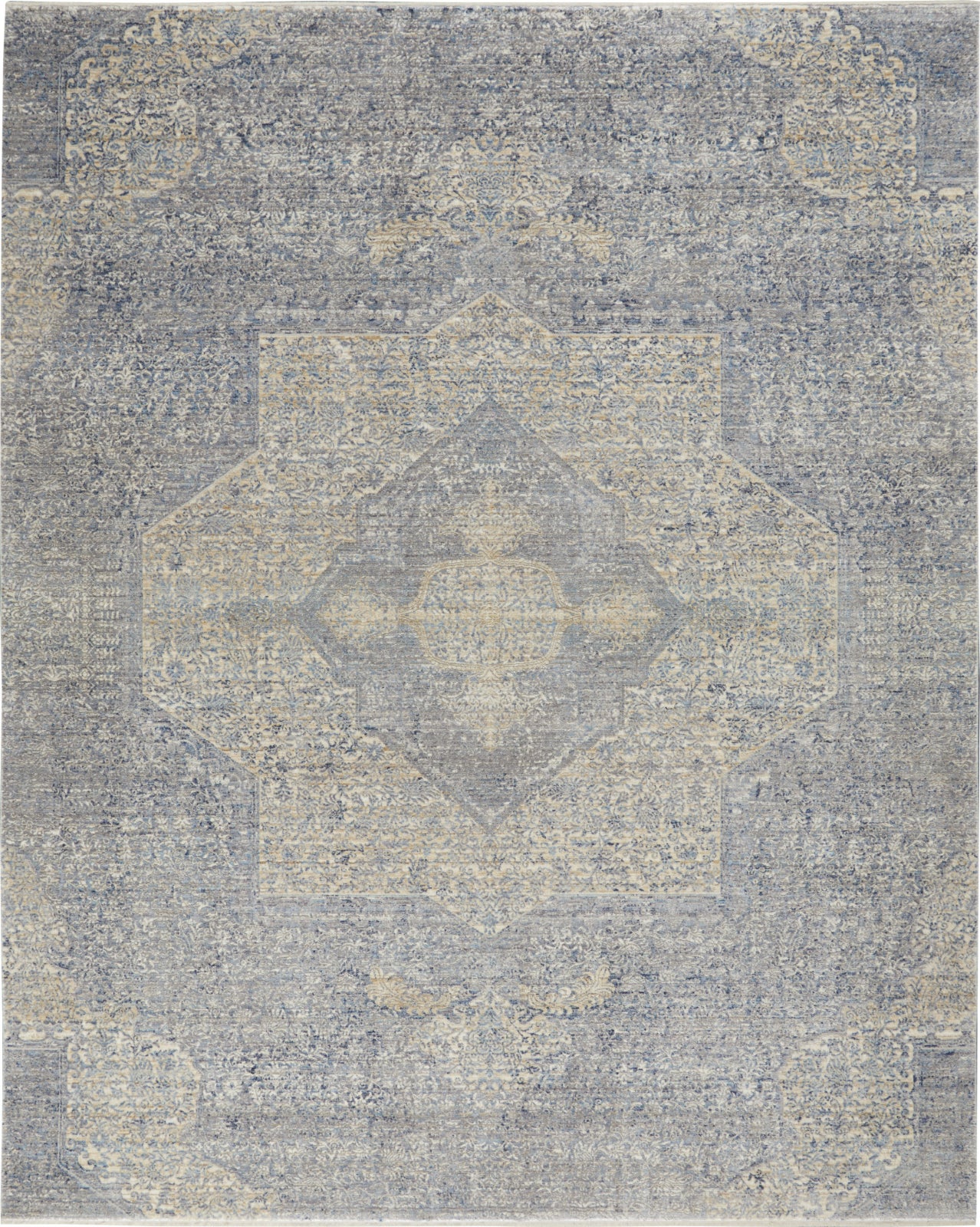 Nourison Silken Weave Floral Grey/Brick 10' x 13'4 Area Rug