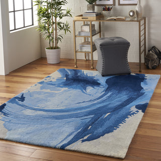 Symmetry SMM01 Blue/Ivory Area Rug by Nourison