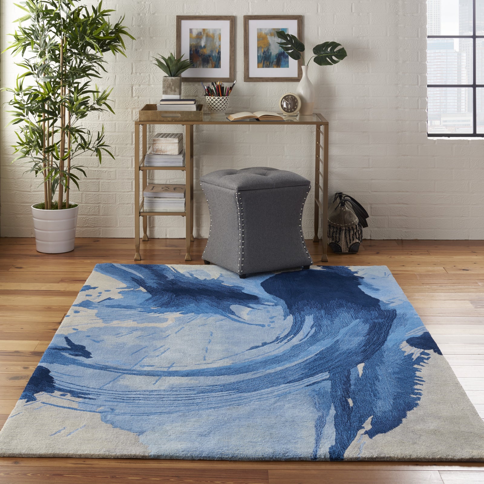 Symmetry SMM01 Blue/Ivory Area Rug by Nourison – Incredible Rugs and Decor