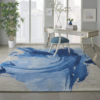 Symmetry SMM01 Blue/Ivory Area Rug by Nourison