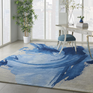 Symmetry SMM01 Blue/Ivory Area Rug by Nourison