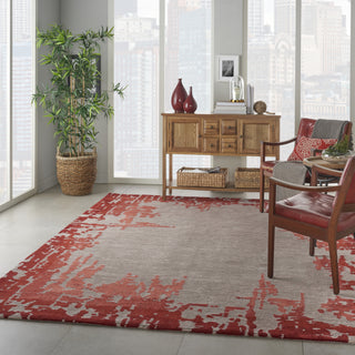 Symmetry SMM02 Beige/Red Area Rug by Nourison