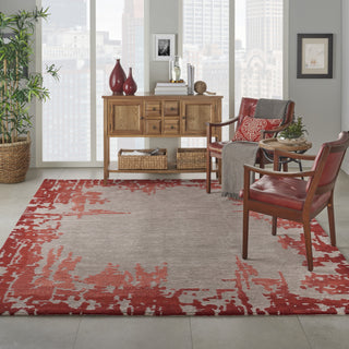 Symmetry SMM02 Beige/Red Area Rug by Nourison