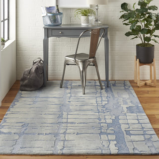 Symmetry SMM04 Blue/Grey Area Rug by Nourison