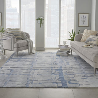 Symmetry SMM04 Blue/Grey Area Rug by Nourison