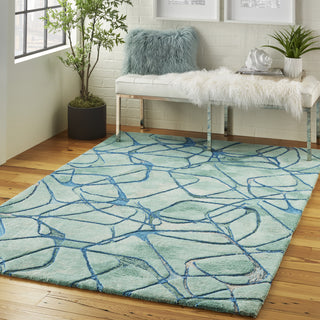 Symmetry SMM05 Aqua Blue Area Rug by Nourison