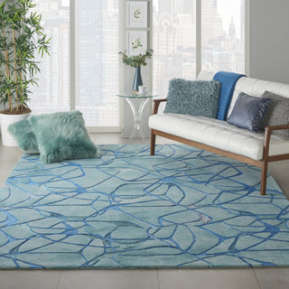 Symmetry SMM05 Aqua Blue Area Rug by Nourison