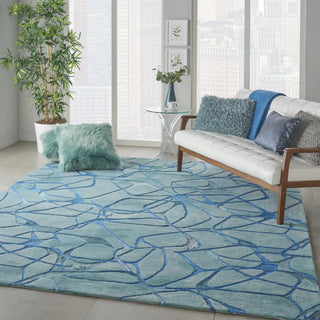 Symmetry SMM05 Aqua Blue Area Rug by Nourison