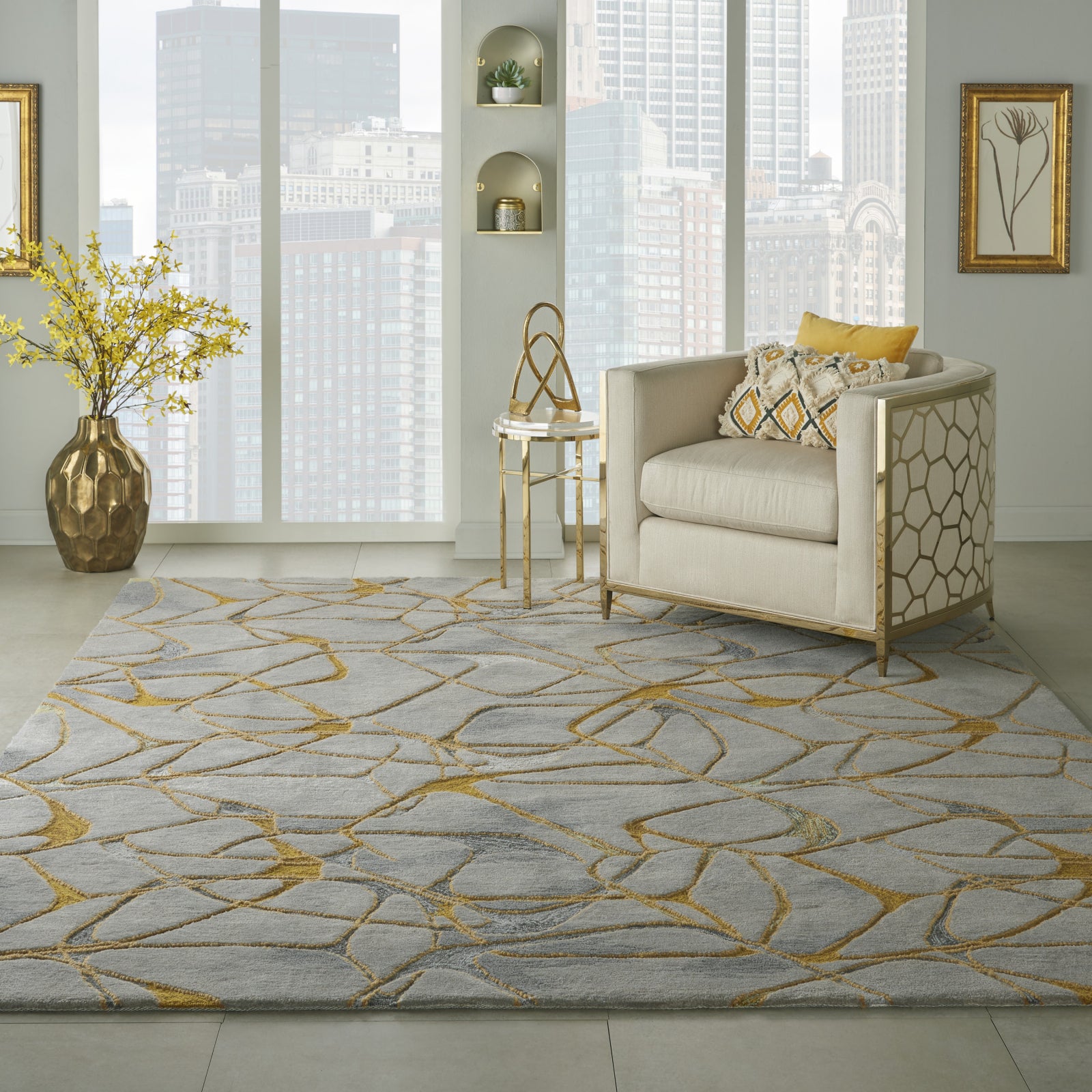 Symmetry SMM05 Grey/Yellow Area Rug by Nourison – Incredible Rugs and Decor