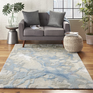 Symmetry SMM07 Light Blue/Ivory Area Rug by Nourison