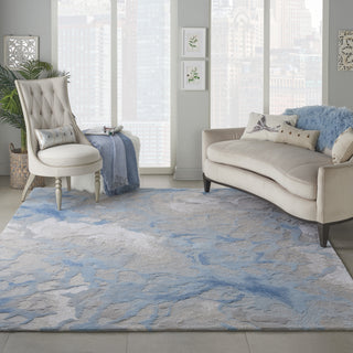 Symmetry SMM07 Light Blue/Ivory Area Rug by Nourison