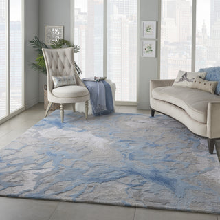 Symmetry SMM07 Light Blue/Ivory Area Rug by Nourison