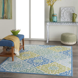 Nourison Sun and Shade SND23 Sweet Things Marine Area Rug by Waverly Room Scene 2