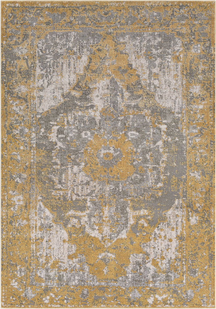 Surya Soleil SOI-2309 Bright Yellow Medium Gray White Camel Tan Area Rug main image