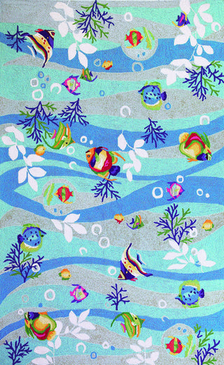 KAS Sonesta 2011 Blue Tropical Fish Hand Hooked Area Rug