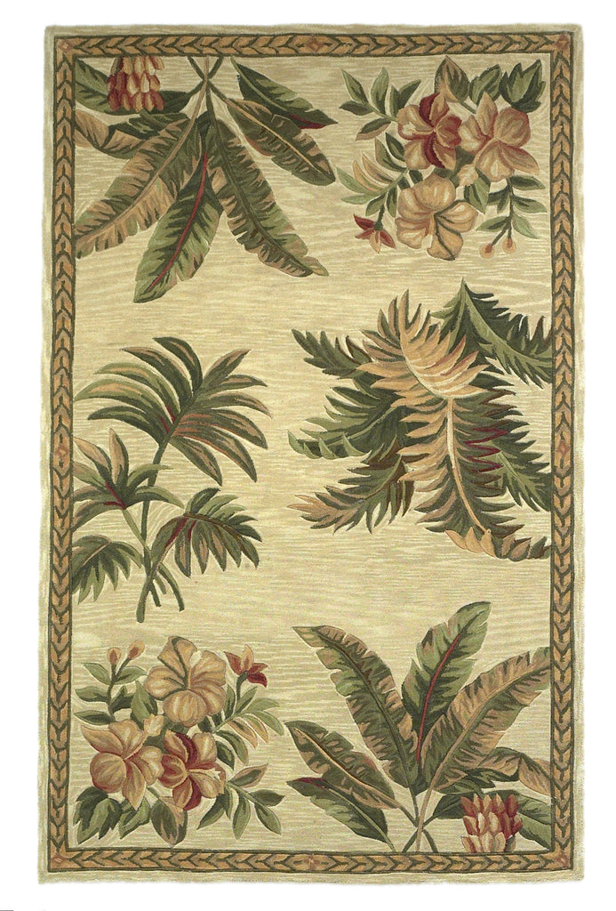 KAS Sparta 3133 Ivory Tropical Oasis Hand Tufted Area Rug