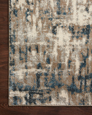 Loloi II Spirit SPI-02 Stone/Blue Area Rug Corner On Wood