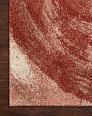 Loloi II Spirit SPI-03 Rose/Spice Area Rug Corner On Wood