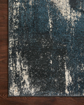 Loloi II Spirit SPI-04 Indigo/Ivory Area Rug Corner On Wood