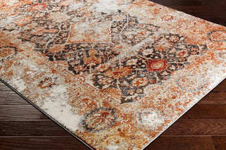 Surya Serapi SRP-1013 Bright Orange Black White Dark Red Medium Gray Yellow Area Rug Corner Image