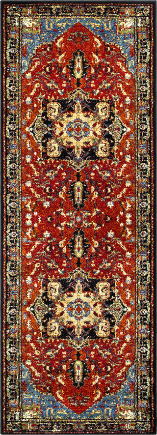 Surya Serapi SRP-1014 Dark Red Black Bright Orange Blue Lime Tan White Area Rug Runner Image