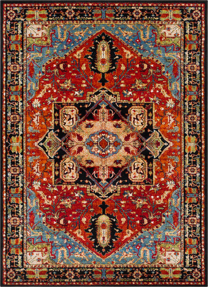 Surya Serapi SRP-1014 Dark Red Black Bright Orange Blue Lime Tan White Area Rug main image