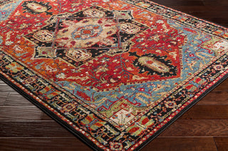 Surya Serapi SRP-1014 Dark Red Black Bright Orange Blue Lime Tan White Area Rug Corner Image