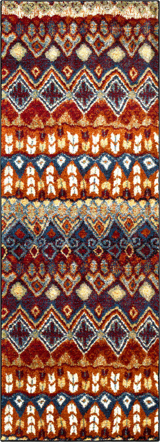 Surya Serapi SRP-1017 Bright Orange Dark Blue Black Red Yellow Tan White Area Rug Runner Image