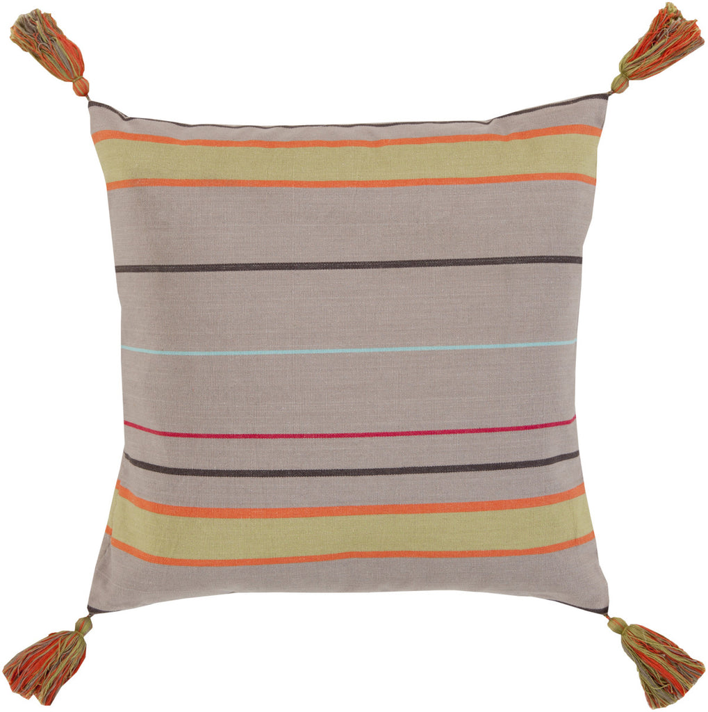 Surya Stadda Stripe and Tassel SS-001 Pillow 18 X 18 X 4 Down filled