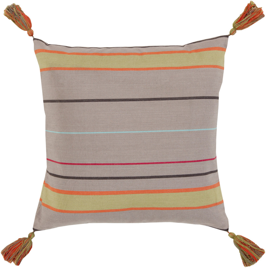 Surya Stadda Stripe and Tassel SS-001 Pillow 18 X 18 X 4 Poly filled