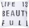 Surya Typography Life is Beauty ST-081 Pillow 18 X 18 X 4 Down filled
