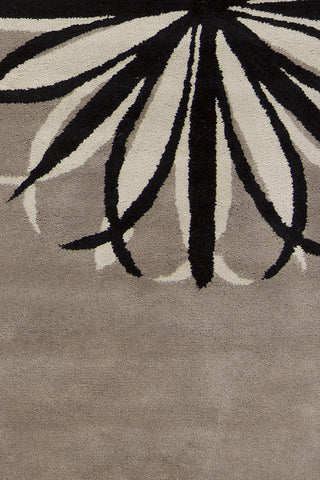 Chandra Stella STE-52048 Taupe/Black/Ivory Area Rug Close Up