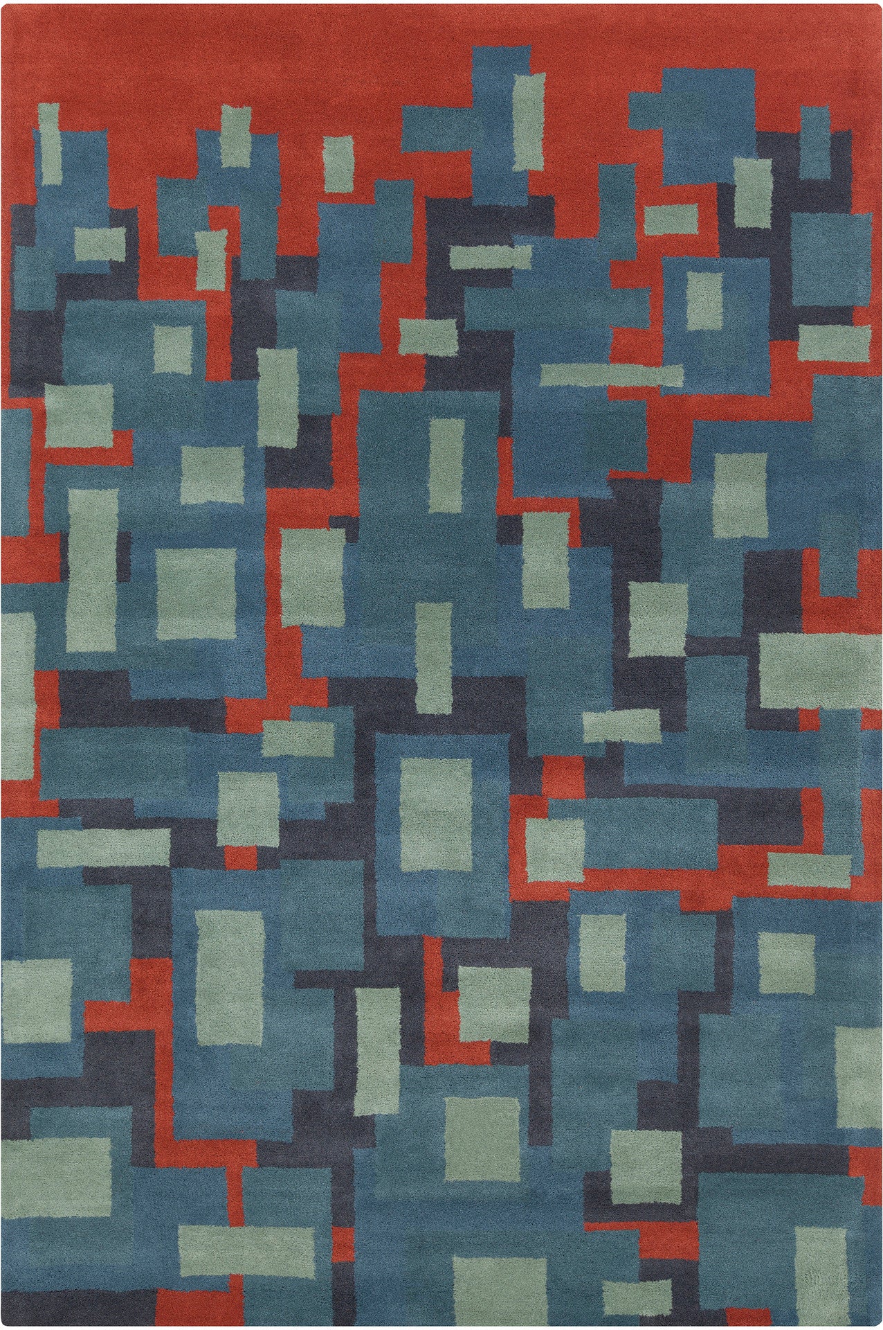 Chandra Stella STE-52249 Blue/Red/Charcoal Area Rug main image
