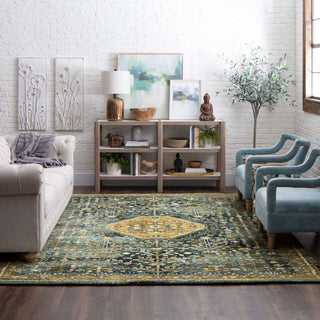 Karastan Touchstone Suir Blue Teal Area Rug Lifestyle Image