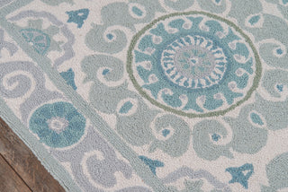 Momeni Suzani Hook SZI-1 Aqua Area Rug Closeup