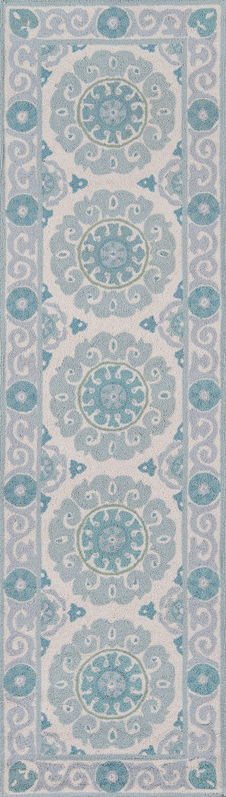 Momeni Suzani Hook SZI-1 Aqua Area Rug Runner