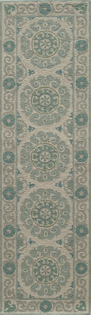 Momeni Suzani Hook SZI-1 Aqua Area Rug Runner