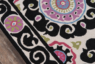 Momeni Suzani Hook SZI-1 Black Area Rug Closeup