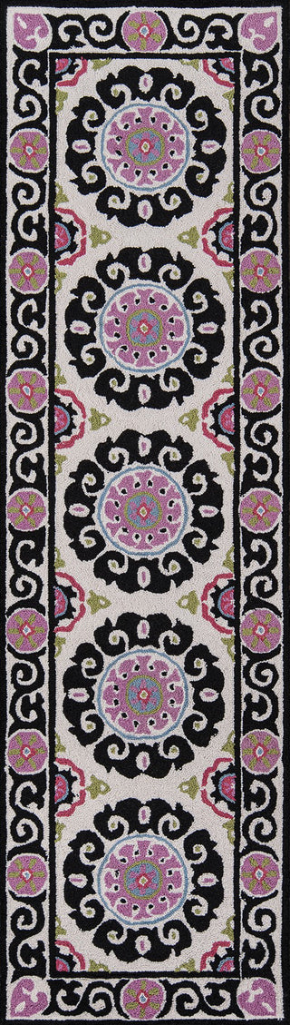 Momeni Suzani Hook SZI-1 Black Area Rug Runner