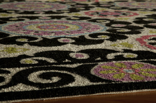 Momeni Suzani Hook SZI-1 Black Area Rug Closeup