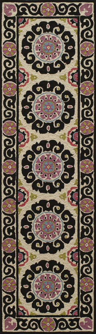 Momeni Suzani Hook SZI-1 Black Area Rug Runner