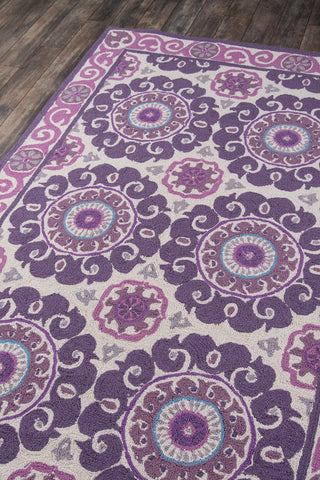 Momeni Suzani Hook SZI-1 Purple Area Rug Corner Shot Feature