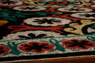 Momeni Suzani Hook SZI-2 Black Area Rug Corner Shot